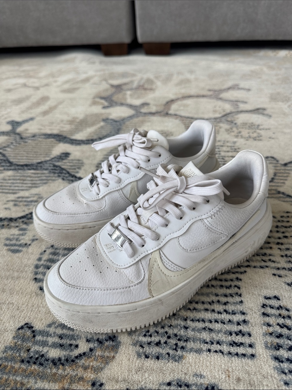 Nike Women’s White Low-Top Platform Sneakers with Cream Swoosh